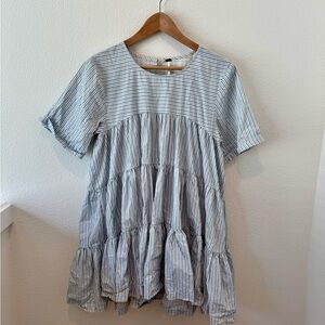 Free People Striped Blue and White Babydoll Dress